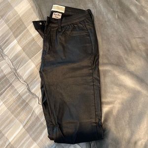 Black Shiny Denim Pants (they look like leather pants)